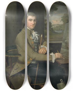 Triptych art skateboard deck of Ralph Earl Portrait Of Colonel William Taylor by Ralph Earl (1751-1801)