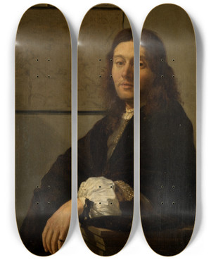 Triptych art skateboard deck of Frans Van Mieris The Elder Portrait Of A Young Man by Frans Van Mieris The Elder (1635-1681) Triptych art skateboard deck of Frans Van Mieris The Elder Portrait Of A Young Man by Frans Van Mieris The Elder (1635-1681)