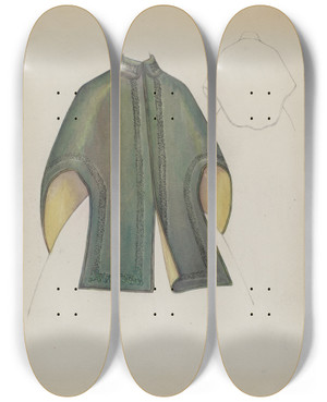 Triptych art skateboard deck of Marie Mitchell Dolman_1 by Marie Mitchell