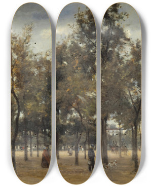 Triptych art skateboard deck of Stanislas Lpine Lesplanade Des Invalides by Stanislas Lepine (1835-1892)