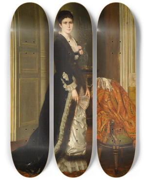 Triptych art skateboard deck of Louisfranoisprosper Roux Portrait De Mme Aubryvites by Louis-Franois-Prosper Roux (1817-1903)