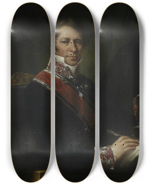 Triptych art skateboard deck of Franciszek Ksawery Lampi Portrait Of Ksawery Potocki by Franciszek Ksawery Lampi (1782-1852)