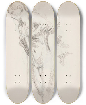 Triptych art skateboard deck of Magnus Enckell Sellln Oleva Alaston Mies Luonnos by Magnus Enckell (1870-1925)