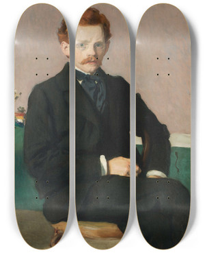 Triptych art skateboard deck of Jzef Mehoffer Selfportrait_2 by Jozef Mehoffer (1869-1946)
