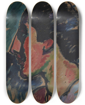 Triptych art skateboard deck of Wassily Kandinsky Abstraction by Wassily Kandinsky (1866-1944)