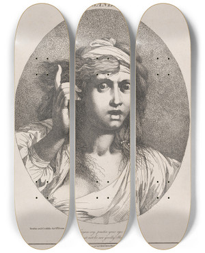 Triptych art skateboard deck of John Hamilton Mortimer Cassandra From Troilus And Cressida Act Ii Scene 4 by John Hamilton Mortimer (1740-1779)