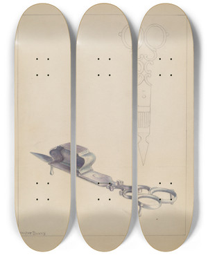 Triptych art skateboard deck of Hester Duany Snuffer_1 by Hester Duany (1891-1964)