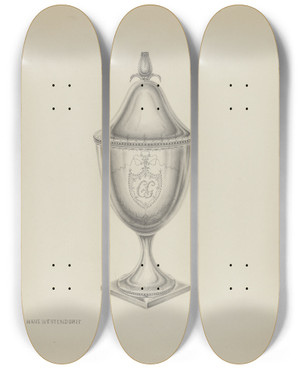 Triptych art skateboard deck of Hans Westendorff Silver Sugar Bowl by Hans Westendorff