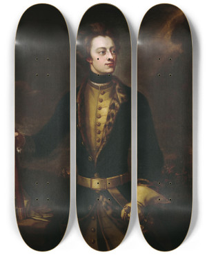 Triptych art skateboard deck of Michael Dahl King Karl Xii Of Sweden by Michael Dahl (1659-1743)