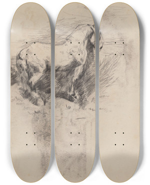 Triptych art skateboard deck of James Ensor Stallion by James Ensor (1860-1949)