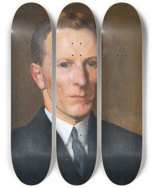 Triptych art skateboard deck of Konstantin Andreevich Somov Portrait Of Boris Nolde by Konstantin Andreevich Somov (1869-1939)