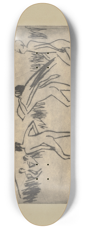 Ernst Ludwig Kirchner - Badende Mnner, einer Schilf tragend 8.25 inch art skate deck