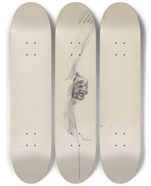 Triptych art skateboard deck of James Ensor Ornament Head Of A Monster by James Ensor (1860-1949)