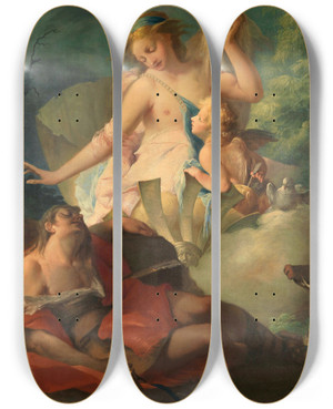 Triptych art skateboard deck of French School Venus And Adonis by French School (16-19-)