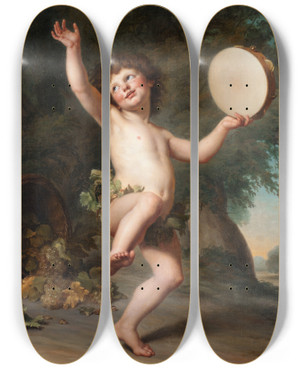 Triptych art skateboard deck of Adolf Ulrik Wertmller Cupid As Bacchus by Adolf Ulrik Wertmuller (1751-1811)