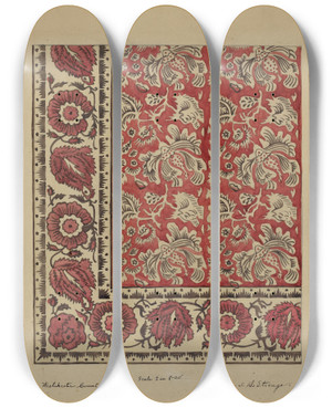 Triptych art skateboard deck of Isabelle De Strange Kerchief by Isabelle De Strange