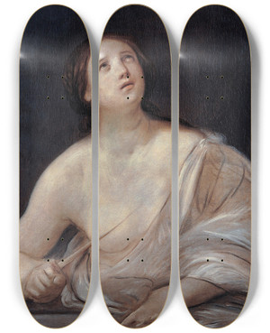 Triptych art skateboard deck of Guido Reni Lucretia by Guido Reni (1575-1642)