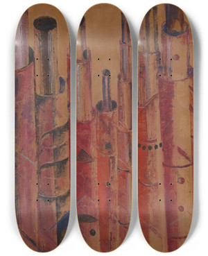 Triptych art skateboard deck of Frits Van Den Berghe Bomen by Frits van den Berghe (1883-1939)
