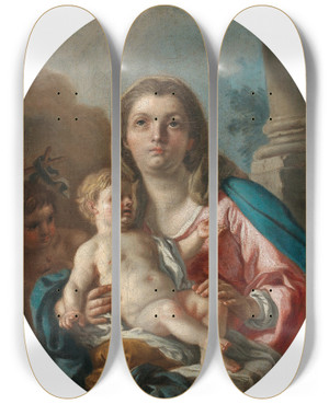 Triptych art skateboard deck of Francesco De Mura Madonna And Child With The Infant Saint John The Baptist_2 by Francesco de Mura (1696-1782)