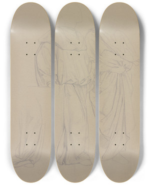 Triptych art skateboard deck of Eduard Von Steinle Gewandfiguren Zweier Mnche by Eduard Von Steinle (1810-1886)