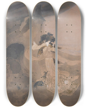 Triptych art skateboard deck of Georges De Feure Elegantes Sur La Plage by Georges de Feure (1868-1943)