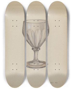 Triptych art skateboard deck of Janet Riza Goblet by Janet Riza (20-)