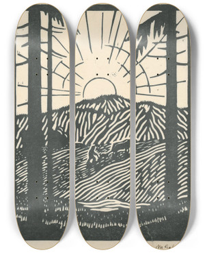 Triptych art skateboard deck of Mikul Galanda Or by Mikulas Galanda (1895-1938) Triptych art skateboard deck of Mikul Galanda Or by Mikulas Galanda (1895-1938)