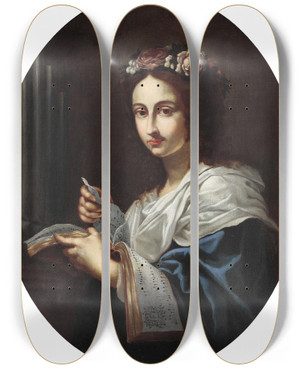 Triptych art skateboard deck of Cesare Dandini Santa Cecilia by Cesare Dandini (1596-1657)
