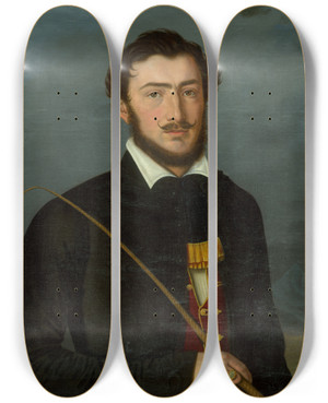 Triptych art skateboard deck of Jozef Czauczik Portrait Of Dvid Pfannschmidt Thinschmidta by Jozef Czauczik (1781-1857)