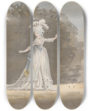 Triptych art skateboard deck of James Miller Figure Study Of A Lady_1 by James Miller (1773-1814)