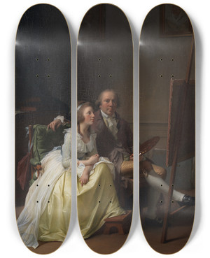 Triptych art skateboard deck of Jens Juel The Artist And His Wife Rosine Ne Drschel by Jens Juel (1745-1802)