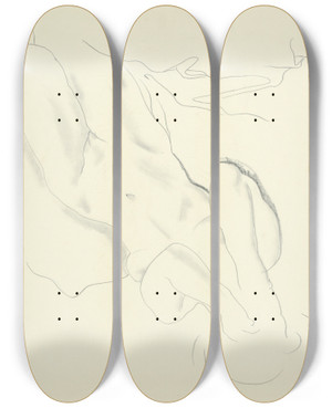 Triptych art skateboard deck of Mikul Galanda Tudijn Akt Ii by Mikulas Galanda (1895-1938)
