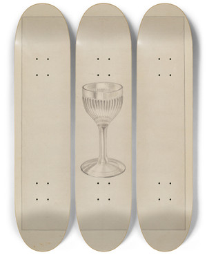 Triptych art skateboard deck of Gertrude Lemberg Wine Glass by Gertrude Lemberg (20-)