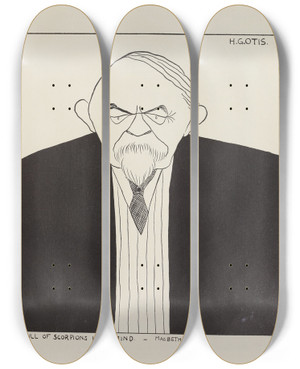 Triptych art skateboard deck of Carlo De Fornaro Mortals Immortals Pl39 by Carlo de Fornaro (1872-1949)