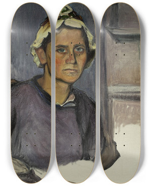 Triptych art skateboard deck of Wadysaw Lewiski Portrait Of Magdalena by Wadysaw lewiski (1854-1918)