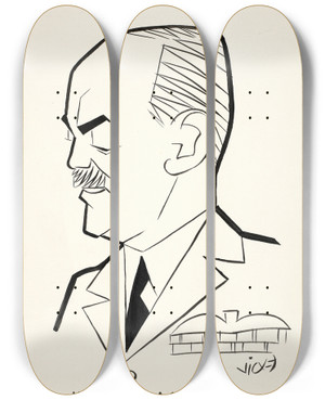 Triptych art skateboard deck of Victor Weisz Air Marshall As Barratt by Victor Weisz (1913-1966)
