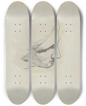 Triptych art skateboard deck of Victor Mller Weiblicher Kopf Nach Rechts In Aufsicht by Victor Muller (1829-1871)