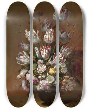 Triptych art skateboard deck of Hans Bollongier Floral Still Life by Hans Bollongier (1600-1645)