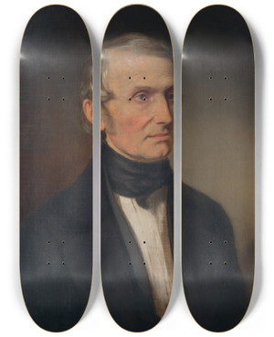 Triptych art skateboard deck of Franz Schrotzberg Der Vater Des Knstlers by Franz Schrotzberg (1811-1889)