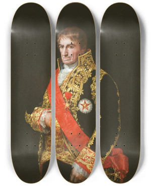 Triptych art skateboard deck of Francisco De Goya Portrait Of General Jos Manuel Romero by Francisco de Goya (1746-1828)