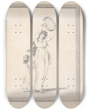 Triptych art skateboard deck of Friedrich Rehberg Drawings Faithfully Copied From Nature At Naples Pl02 by Friedrich Rehberg (1758-1835)