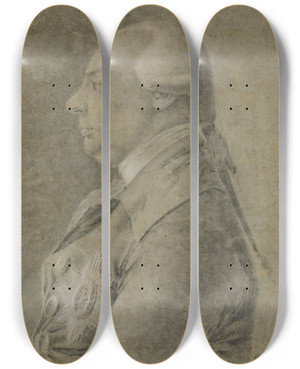 Triptych art skateboard deck of Carl Friedrich Autenrieth Bildnis Markgraf Carl Friedrich Von Baden by Carl Friedrich Autenrieth