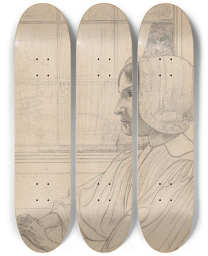 Triptych art skateboard deck of Richard Nicolas Roland Holst Huizer Meisje Van Opzij Voor Een Raam by Richard Nicolaus Roland Holst (1868-1938)