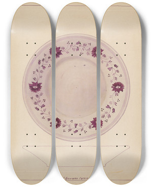 Triptych art skateboard deck of J Howard Iams Plate_2 by J Howard Iams (20-)
