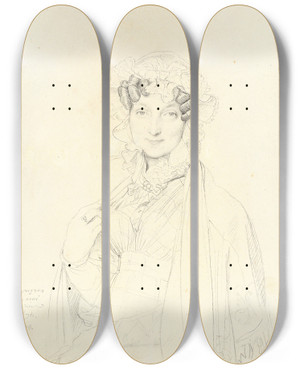 Triptych art skateboard deck of Jean Auguste Dominique Ingres Portrait De Madame Joseph Balze by Jean Auguste Dominique Ingres (1780-1867)