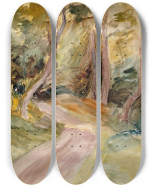 Triptych art skateboard deck of Albert Edelfelt Metsnsisusta by Albert Edelfelt (1854-1905)