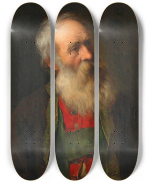 Triptych art skateboard deck of Franz Von Defregger Tyrolean Farmer by Franz Von Defregger (1835-1921)