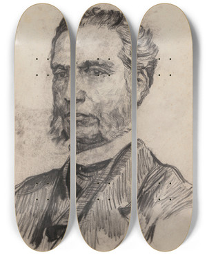 Triptych art skateboard deck of James Ensor Portrait Of A Man_1 by James Ensor (1860-1949)