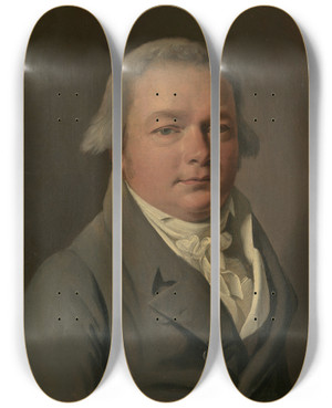 Triptych art skateboard deck of Louis Lopold Boilly Portrait Of A Man by Louis Leopold Boilly (1761-1845)