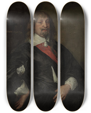 Triptych art skateboard deck of Anthony Van Dyck A Portrait Of Sir Robert Howard by Anthony Van Dyck (1599-1641)